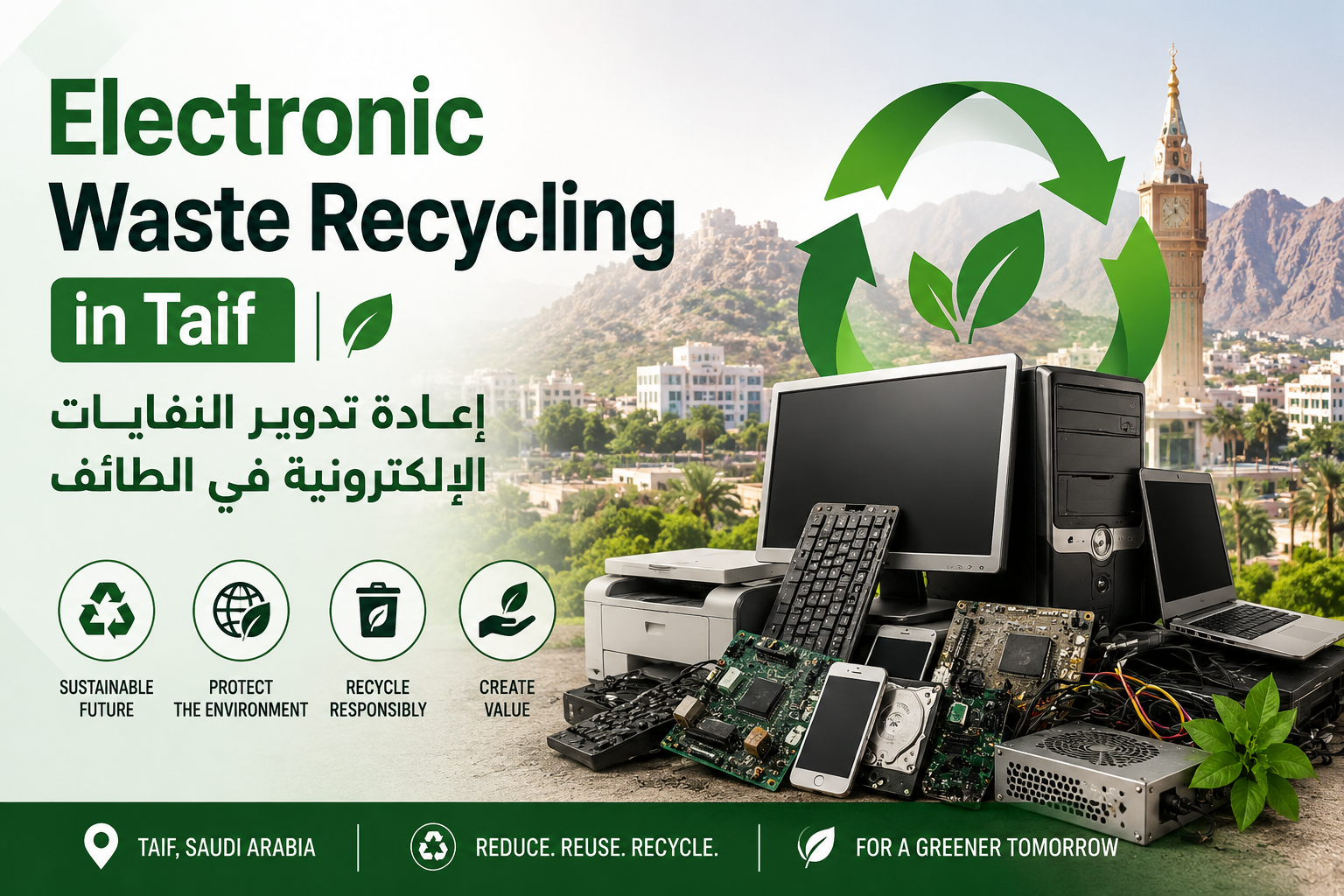 Electronic Waste Recycling in Taif | إعادة تدوير النفايات الإلكترونية في الطائف
